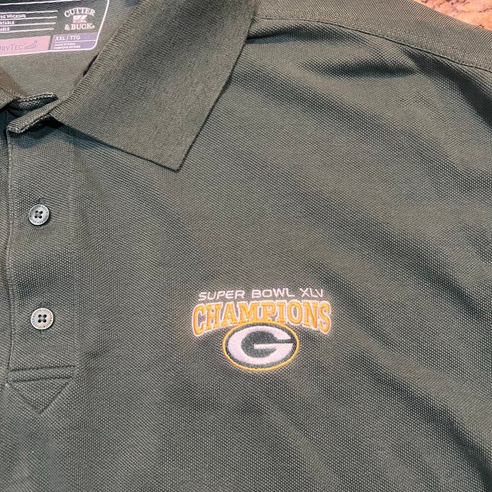 Cutter & Buck Green Bay Packers Polo Short Sleeve Shirt Mens Sz XXL DryTec Golf